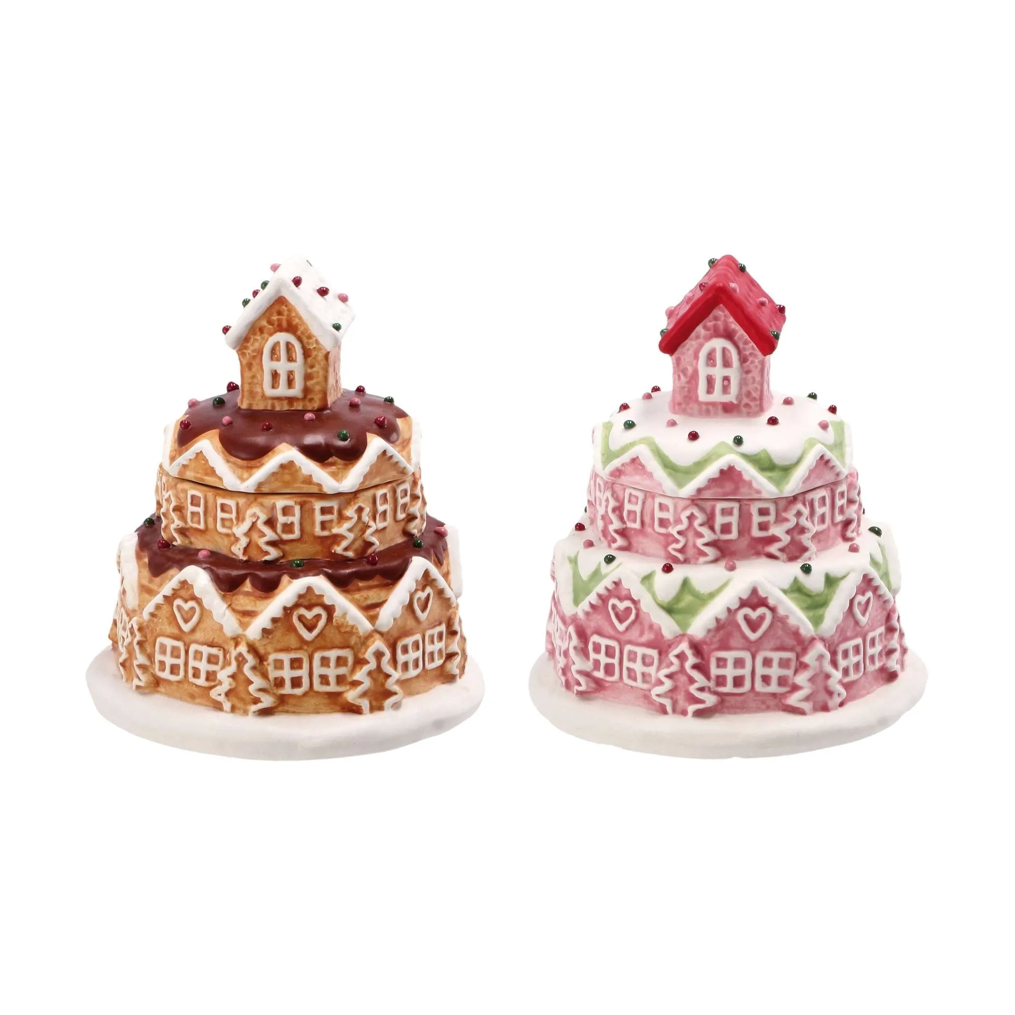 Italian Gift Box Christmas D 11 Cm H 13 Cm Ceramic Assorted Pink or Ha