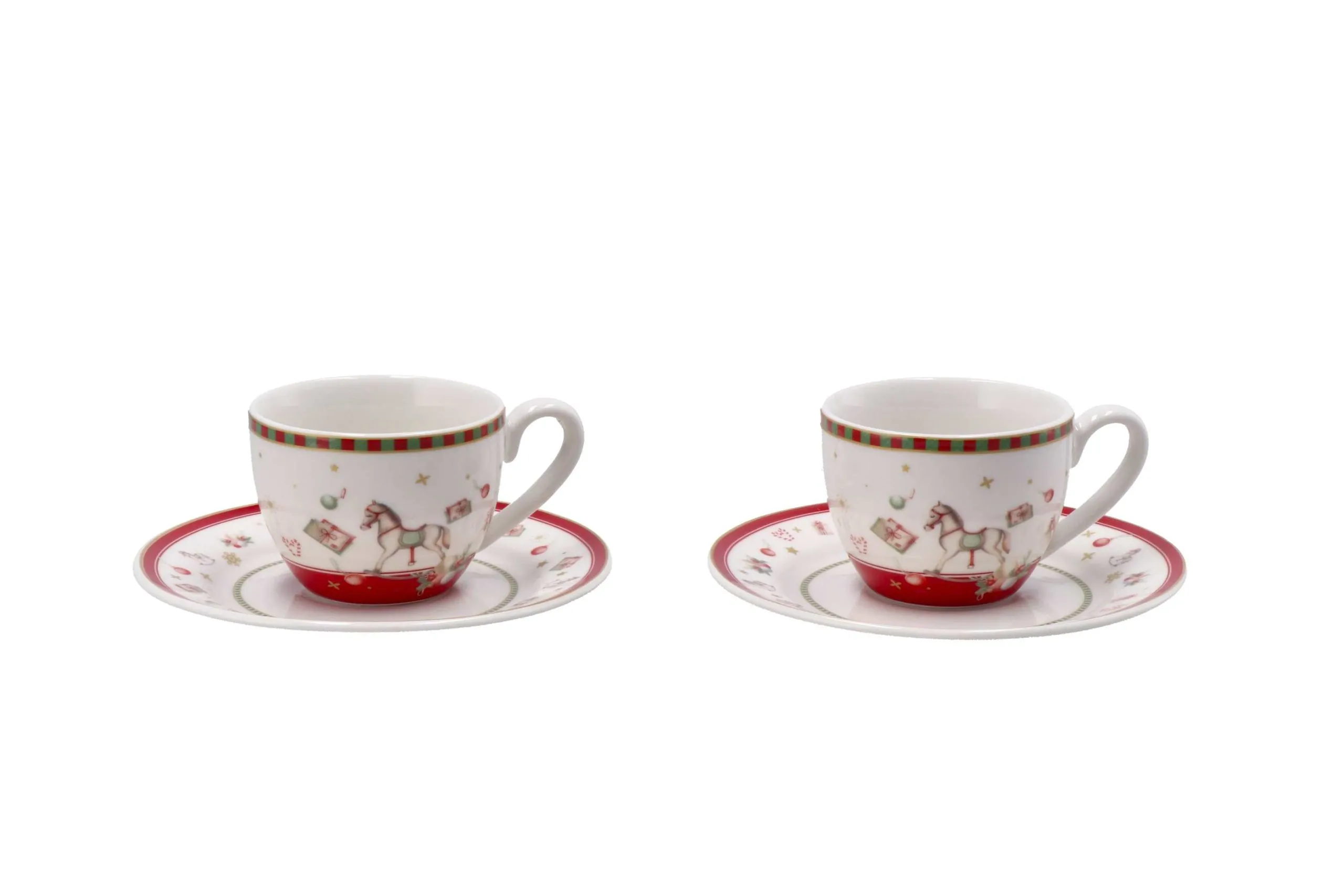 Italian Gift Service 2 Christmas Coffee Cups Porcelain D 6 Cm H 5 Cm R