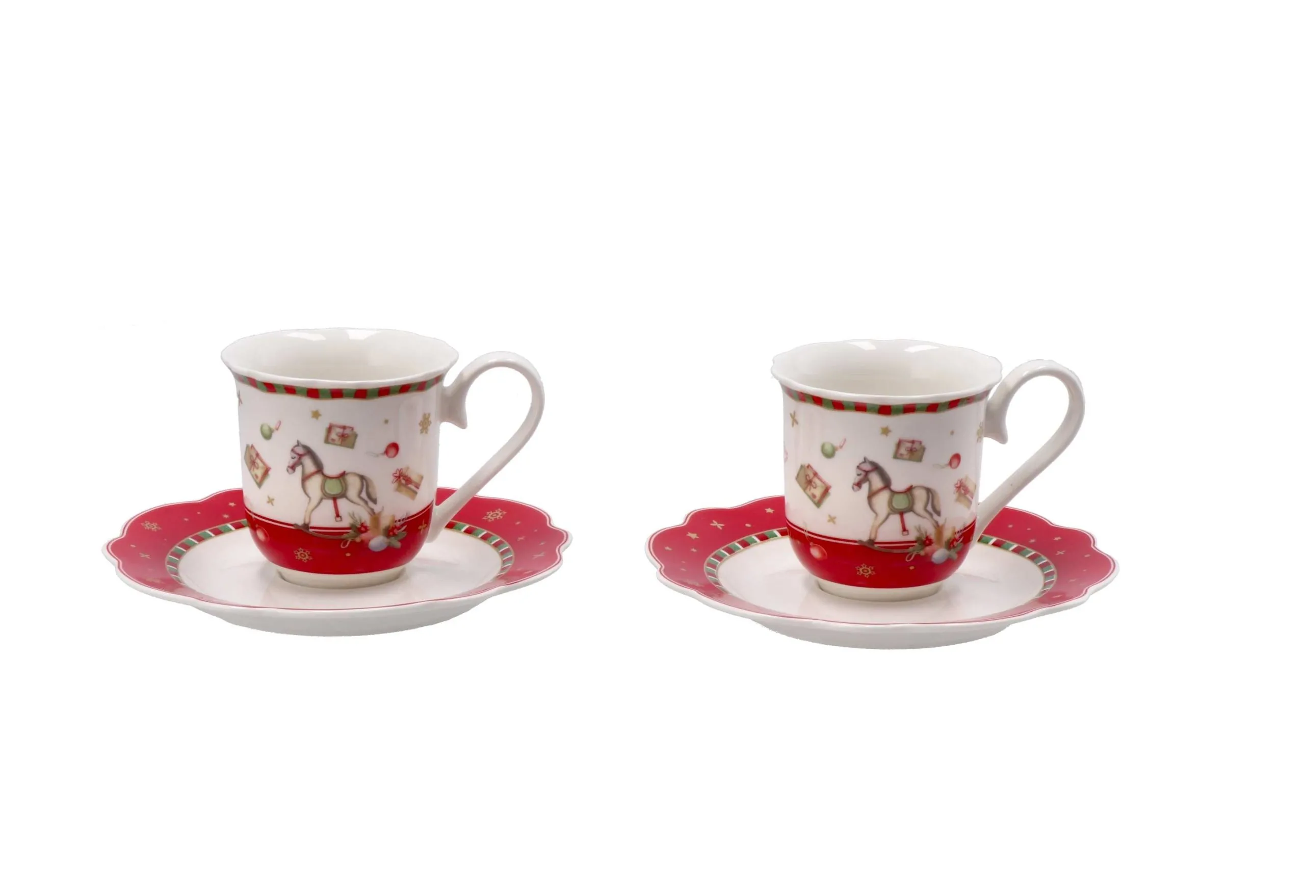 Italian Gift Service 2 Christmas Coffee Cups Porcelain D 6 Cm H 6 Cm R