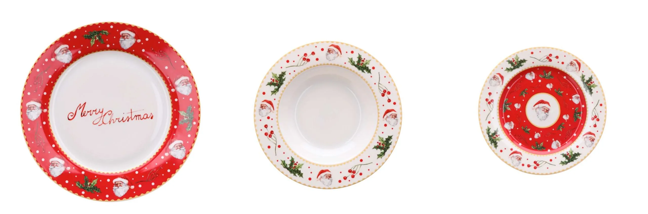 Italian Gift Christmas Dinnerware Set Porcelain 18 Pcs Red White