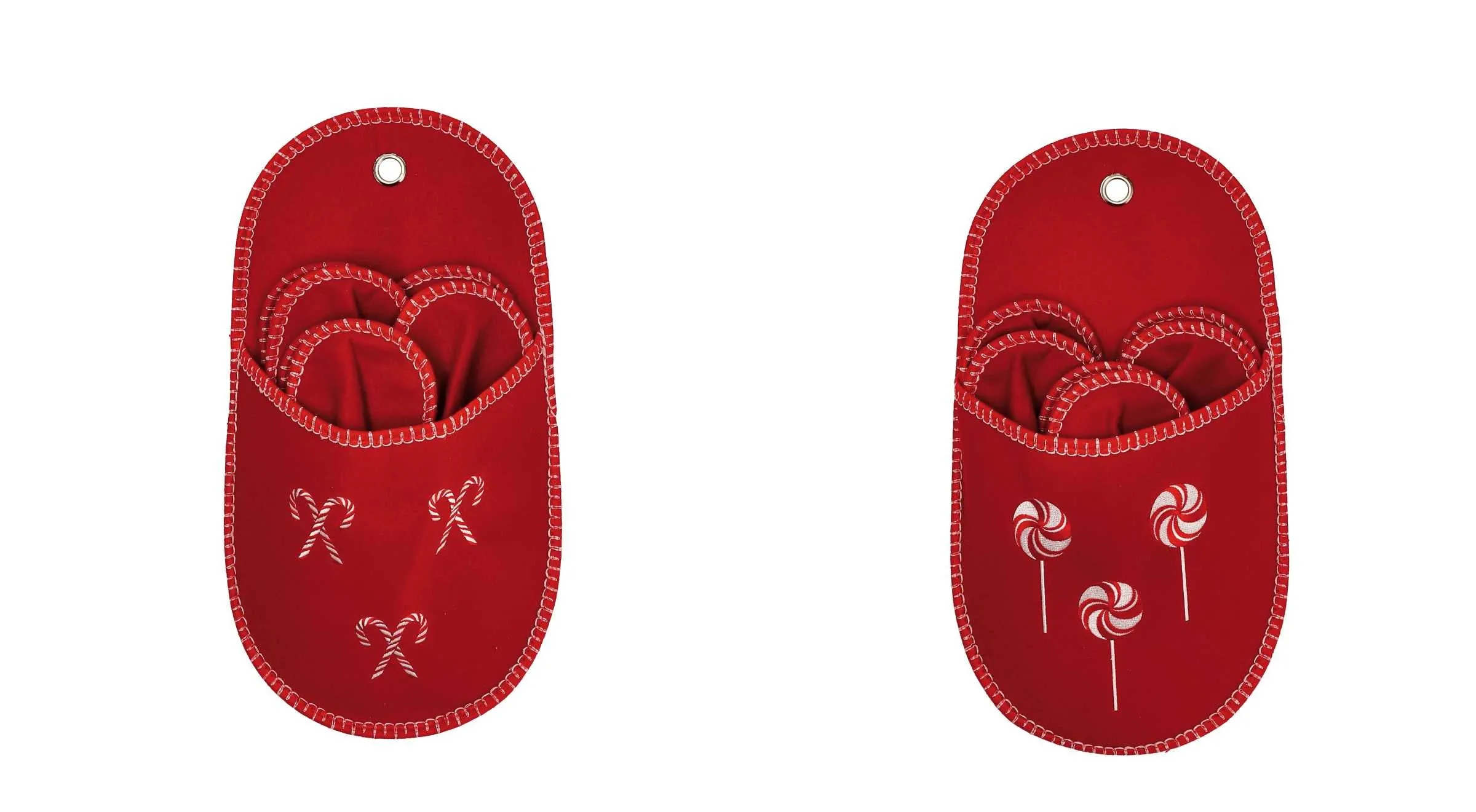 Italian Gift Set 3 Pairs Christmas Slippers 26 x 47 Cm Ass. Red