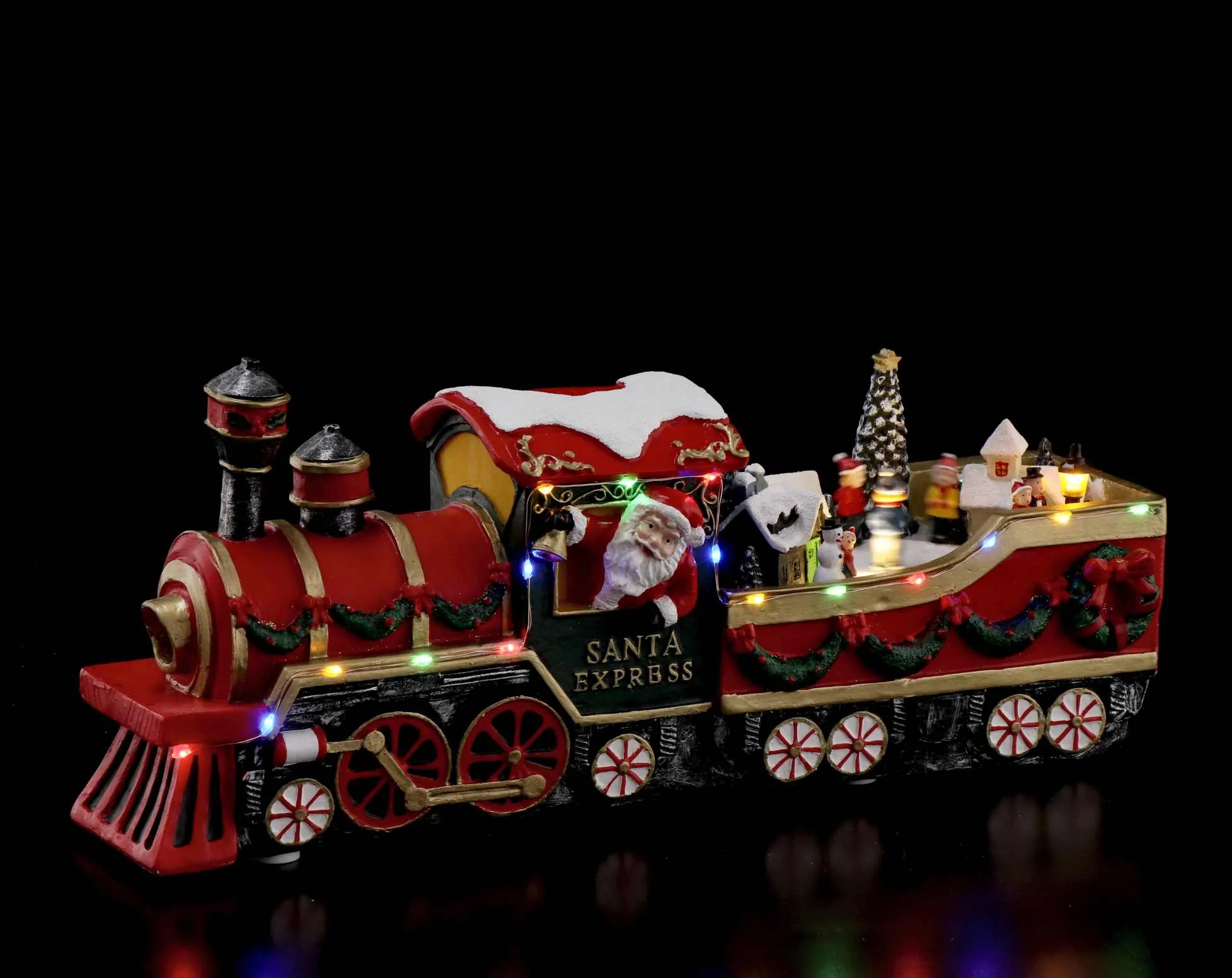 Italian Gift Train with Christmas Village with 18 LEDs 38 x 11 x 16 cm