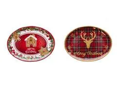 Italian Gift Oval Tray Christmas Decoration Melamine Ass. 40 x 30 cm H