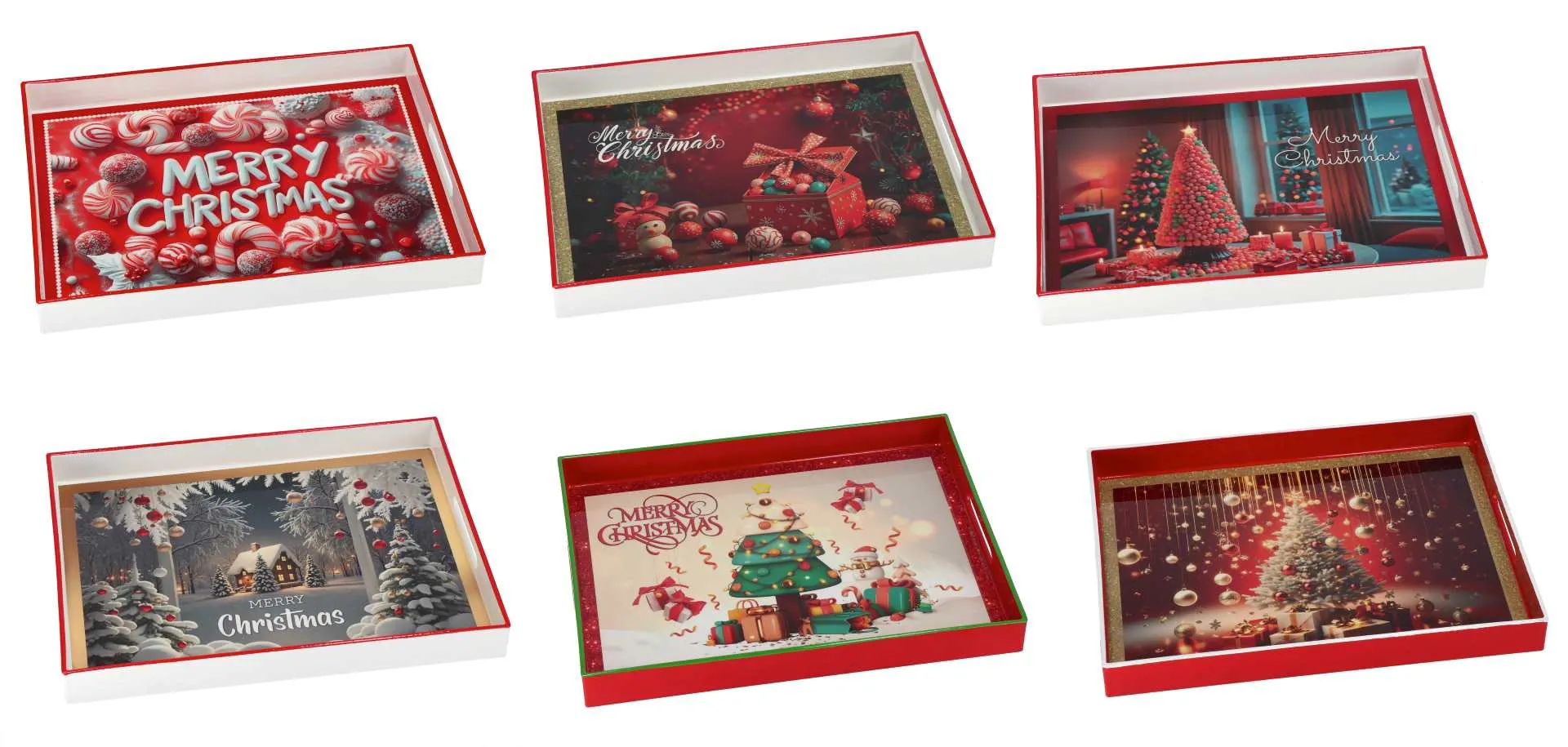 Italian Gift Rectangular Tray Christmas Plastic 40 x 30 cm H 5 cm Asso