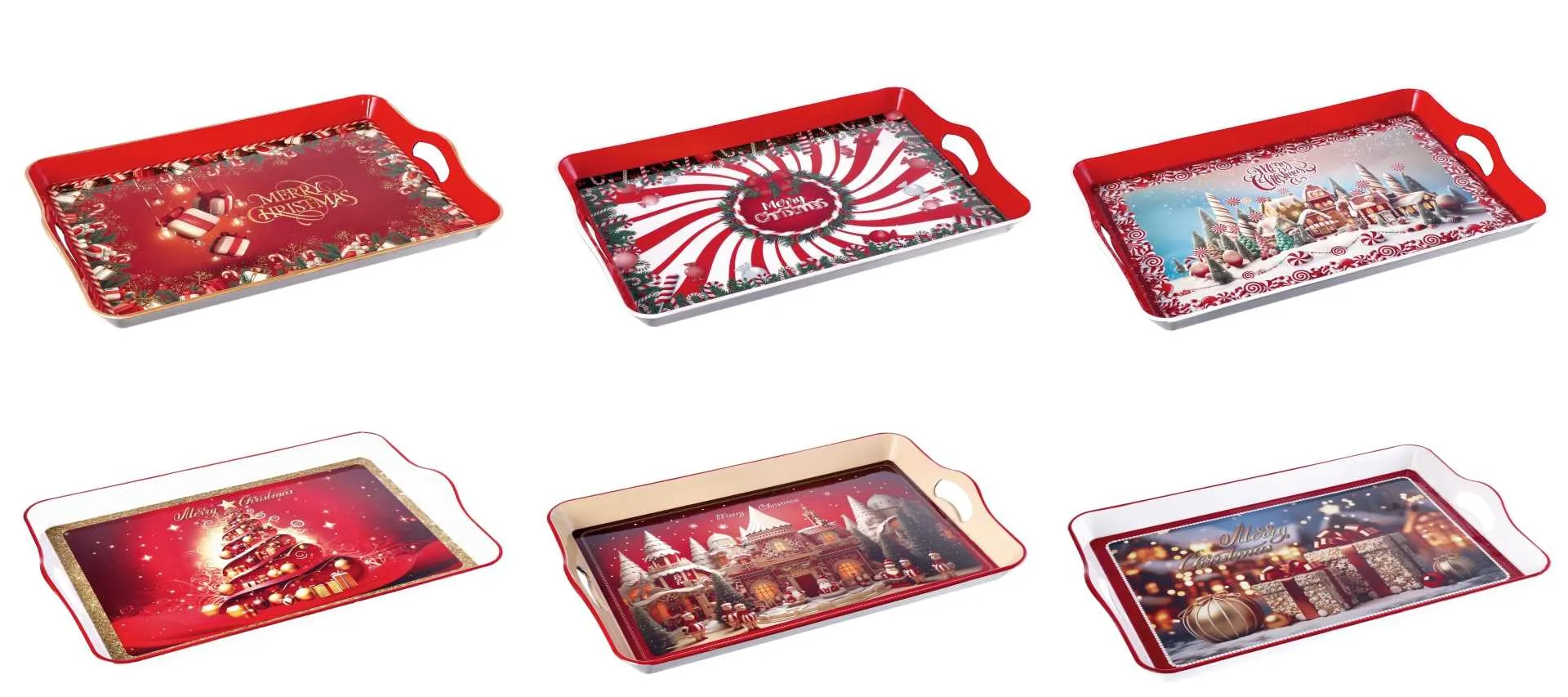 Italian Gift Rectangular Tray Christmas Plastic 53 x 35 Cm H 5 Cm Mult