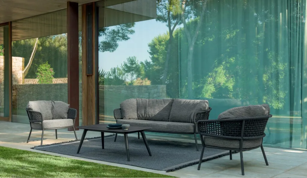 Talenti Living Room Moon Sofa, 2 Armchairs and Table Carbon