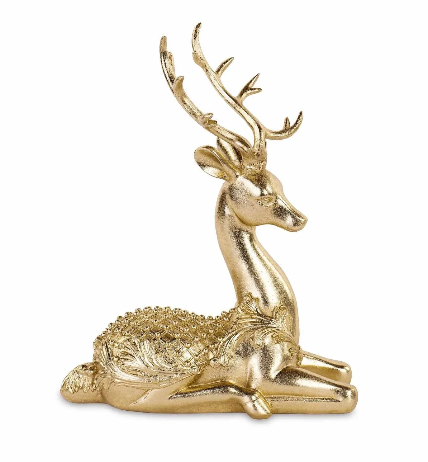 Tone On Tone Christmas Reindeer Lying 210 x 110 x 250 Mm Gold