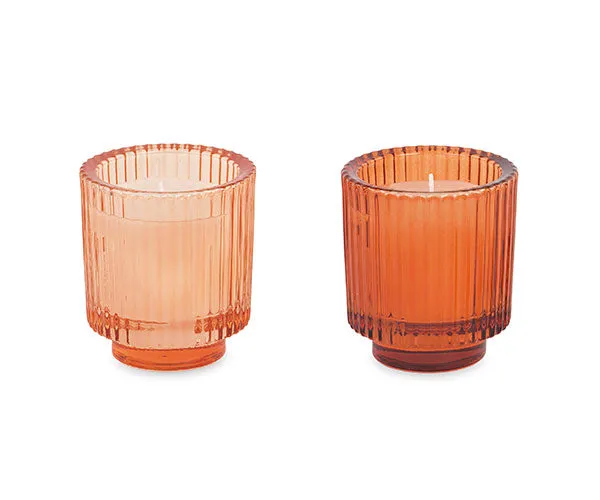 Tone On Tone Jar with Candle H 85 mm D 78 mm Orange Amber 1 Pc