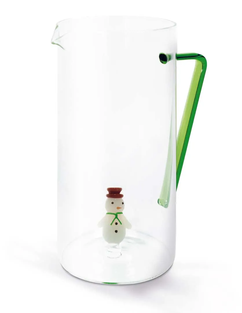 WD LifeStyle Borosilicate Glass Carafe Cc 1.2 Lt Snowman Decoration Ch