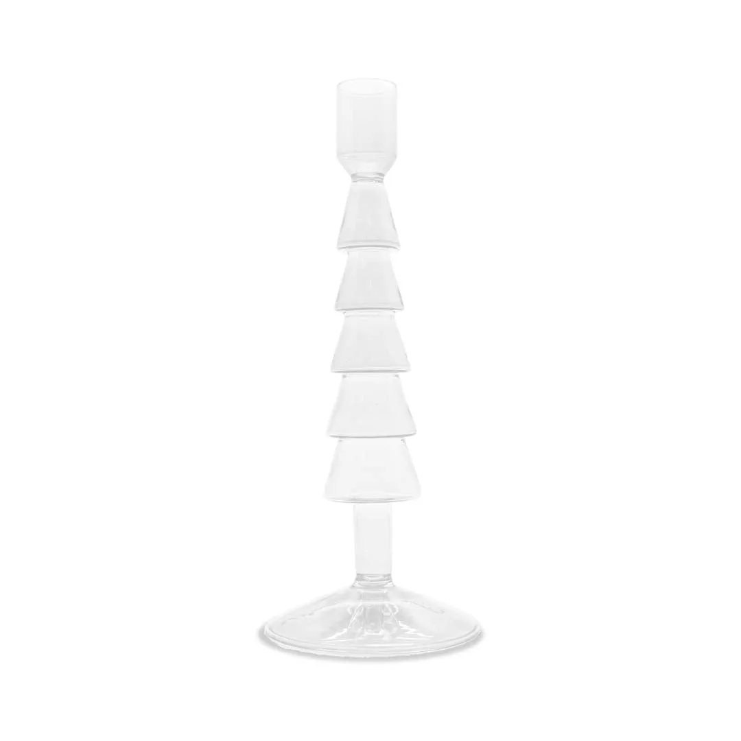 WD LifeStyle Glass Candle Holder H 22 Cm Christmas Tree Shape Transpar