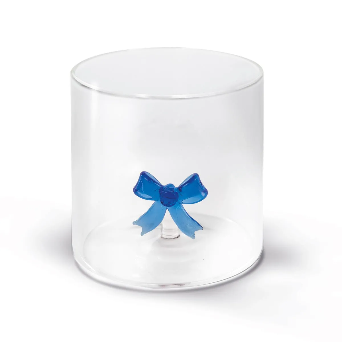 WD LifeStyle Borosilicate Glass Cup Cc 250 ml Blue Bow Decoration