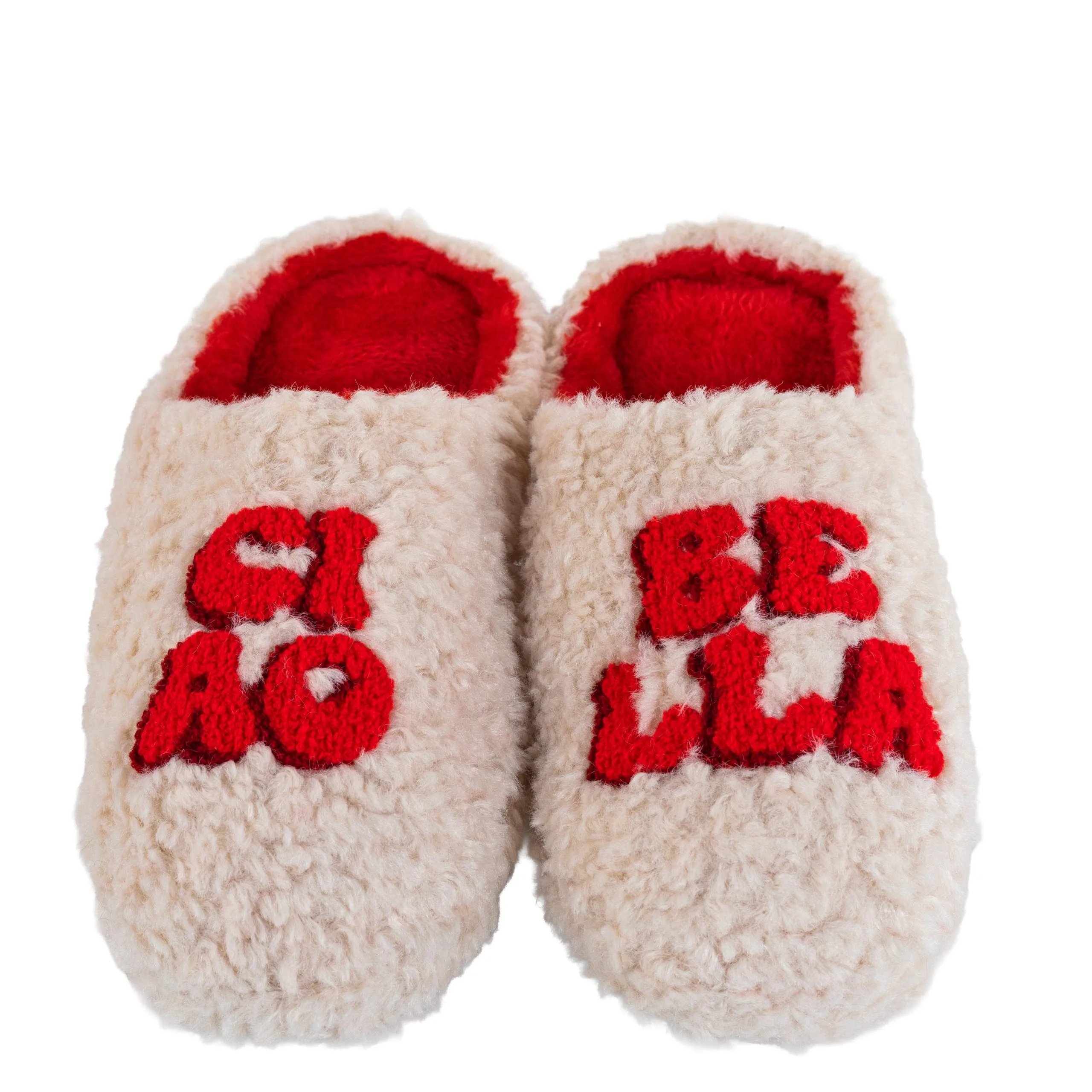 WD LifeStyle Ciao Bella Decor Slippers Size M/L Beige Red