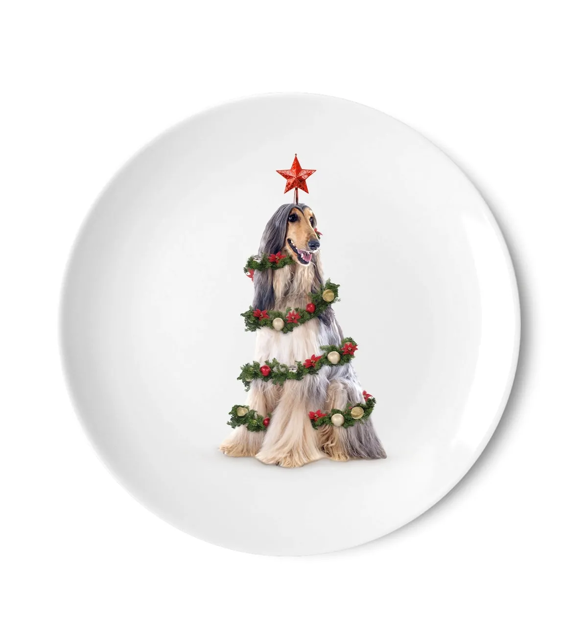 WD LifeStyle Panettone Plate D 30.5 cm Christmas Greyhound Decoration
