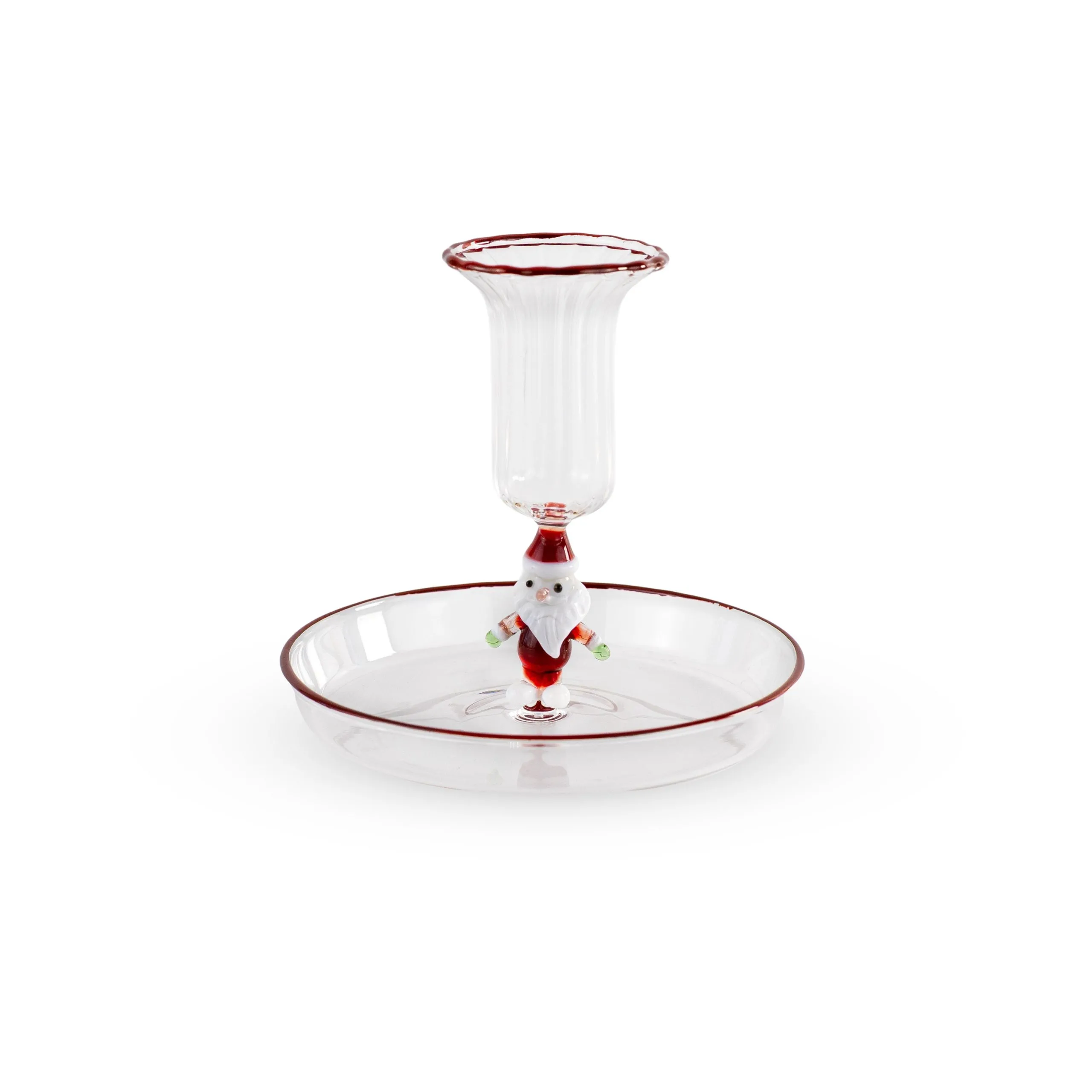 WD LifeStyle Colored Glass Candle Holder with Santa Claus Decoration
