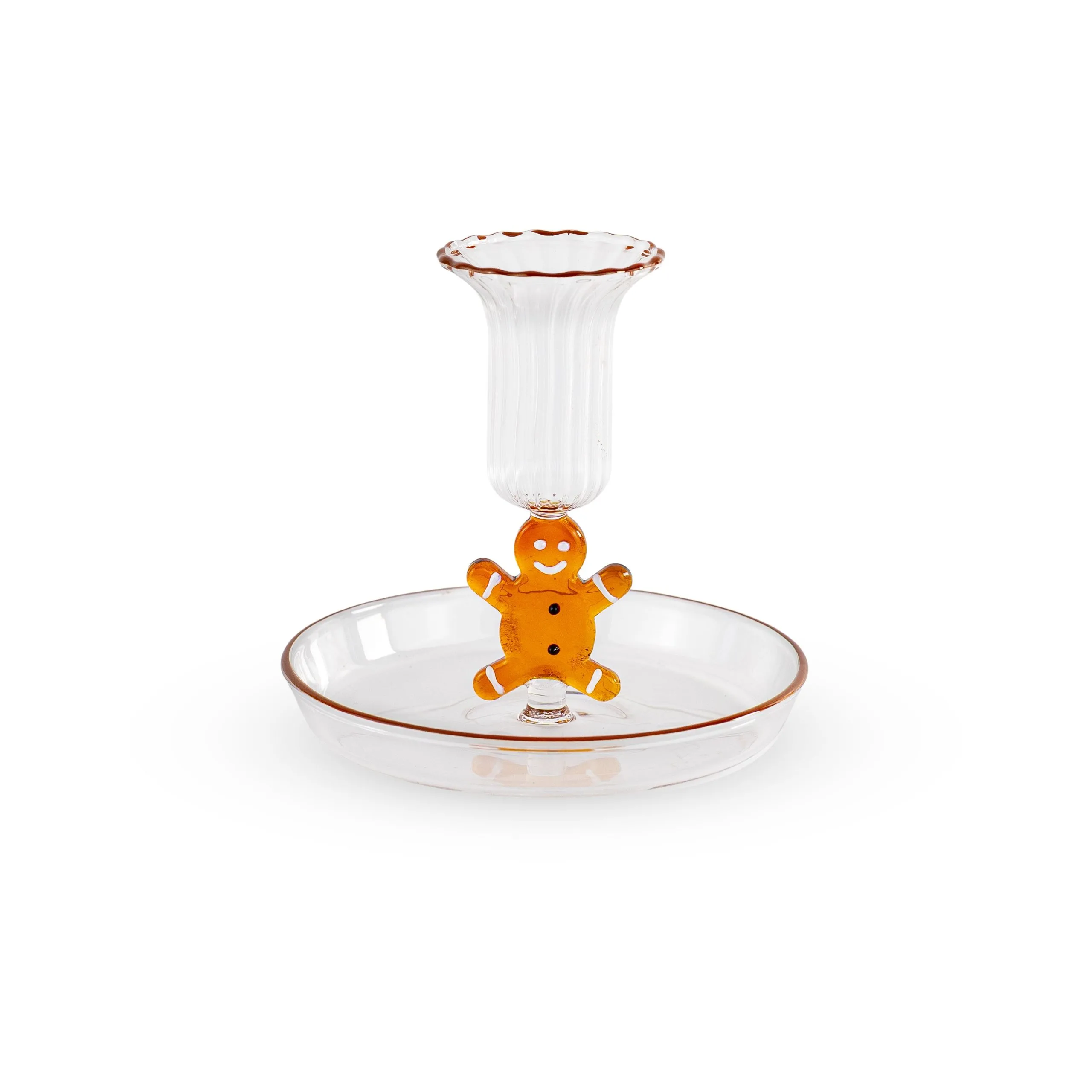 WD LifeStyle Colored Glass Candle Holder with Christmas Gingerbread De