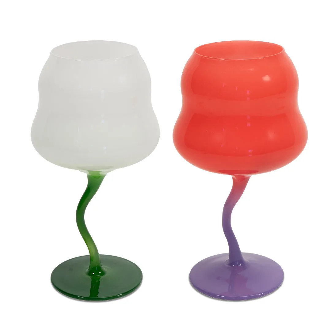 WD LifeStyle Set of 2 Cocktail Glasses 450 ml White, Green, Pink and P