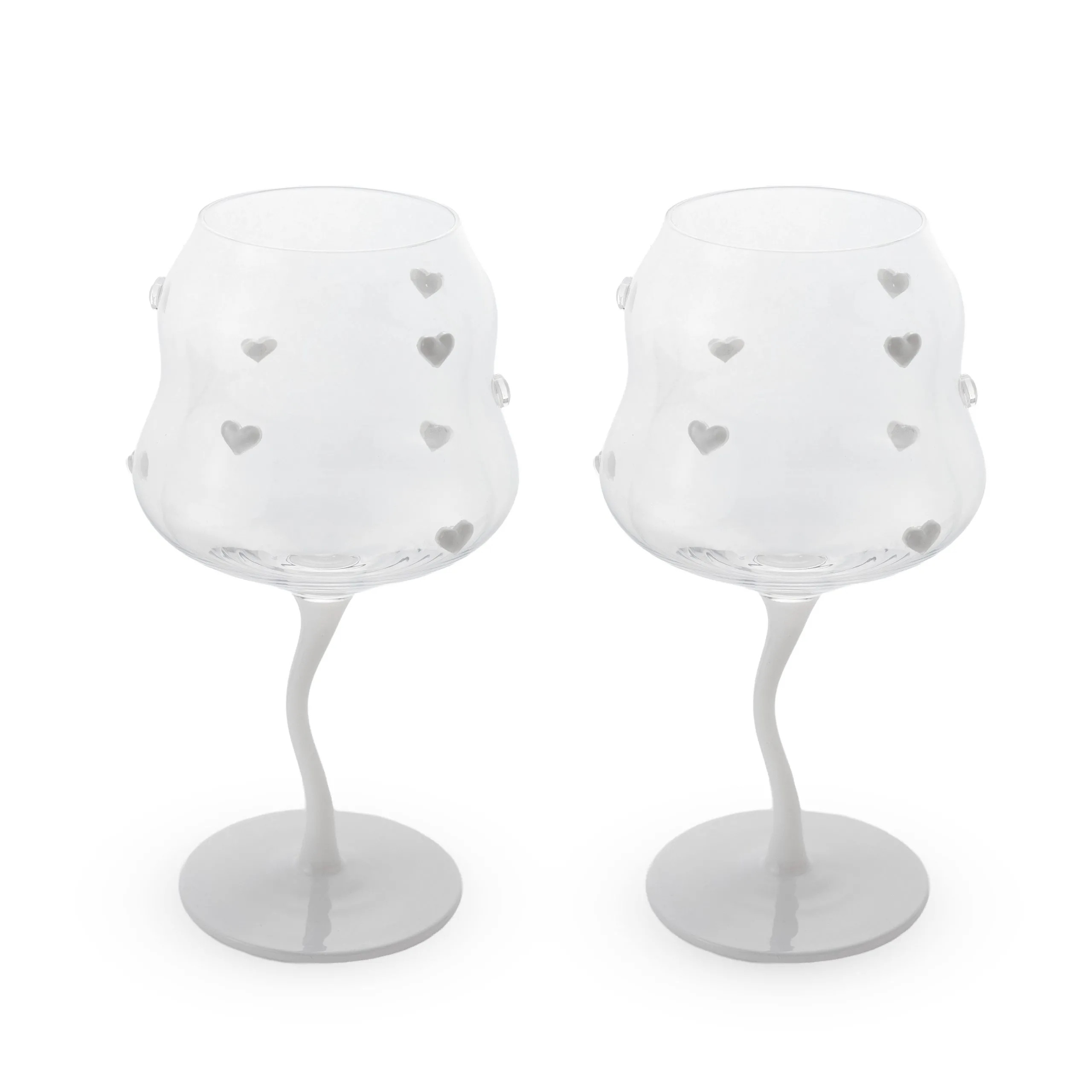 WD LifeStyle Set of 2 Cocktail Glasses 450 ml with White Hearts Decora