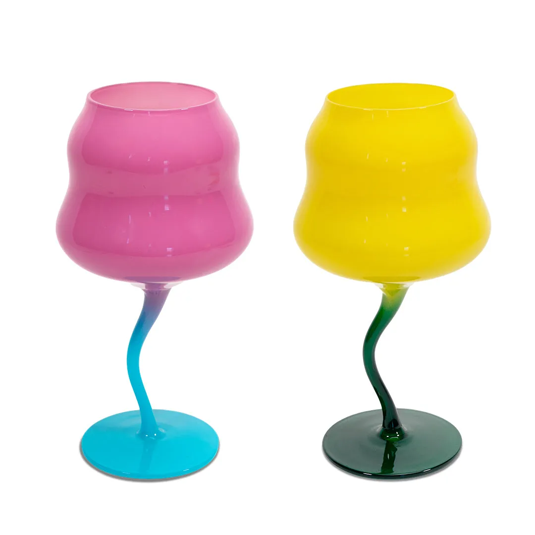 WD LifeStyle Set of 2 Cocktail Glasses 450 ml Petrol Yellow, Pink and
