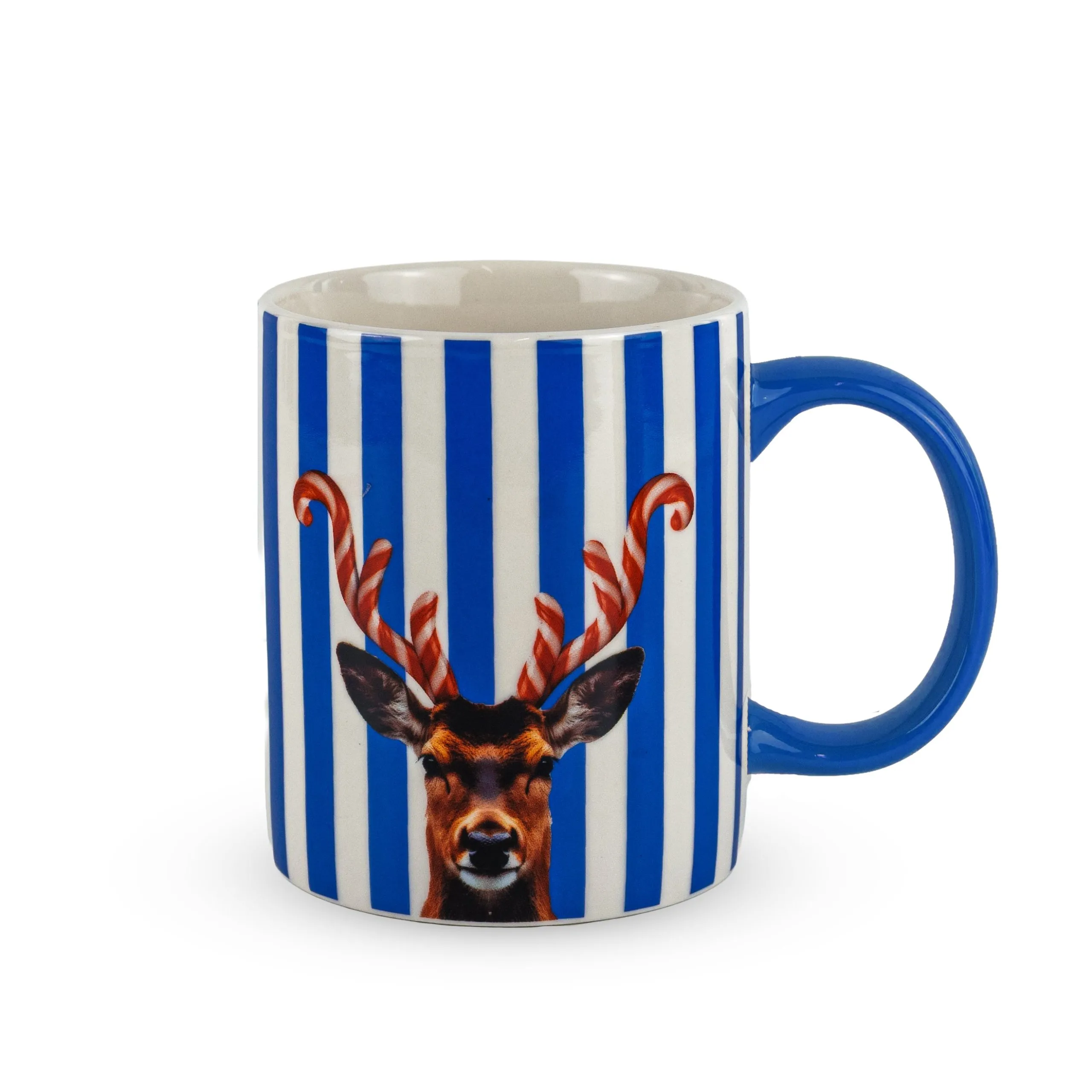 WD LifeStyle New Bone China Mug 330 ml Candy Cane Horns Decoration Blu
