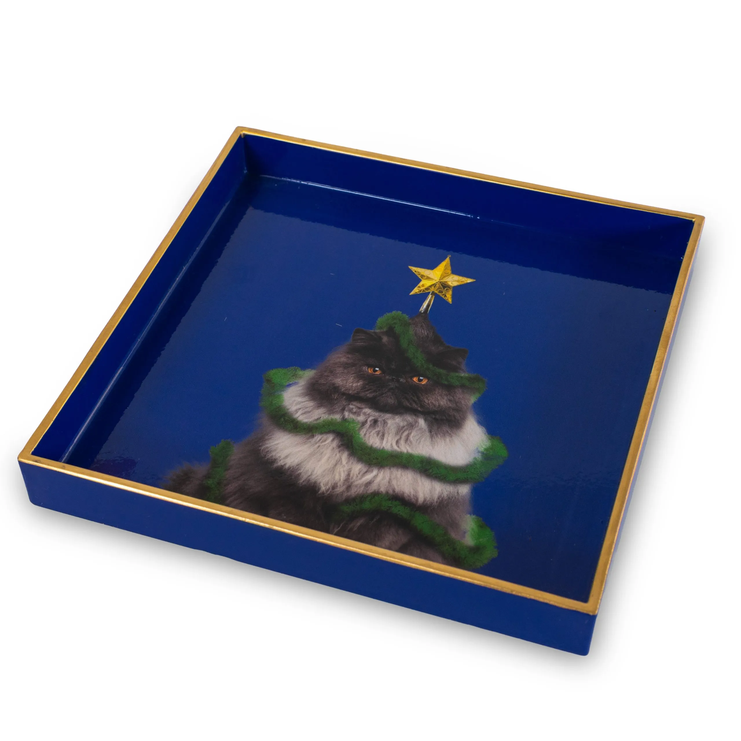 WD LifeStyle Square Tray Empty Pockets 20 x 20 cm Christmas Cat Decora