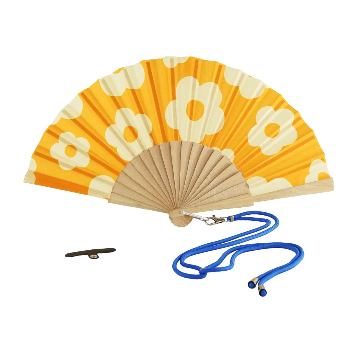 WD LifeStyle Wooden and Fabric Fan Flower Decoration with Yellow Cell