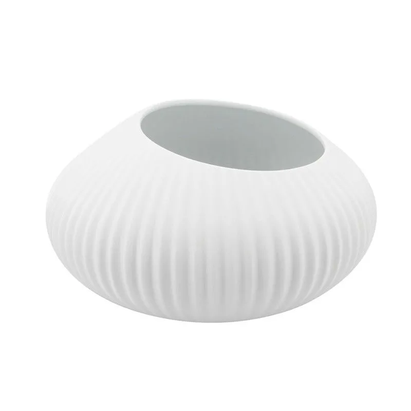 Vase bas en porcelaine blanche, Ø 27,6 x 15,1 cm | Blanc coquille