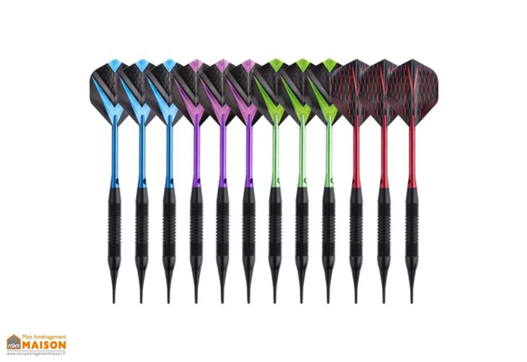 Jeu de 12 fléchettes professionnelles à pointe plastique