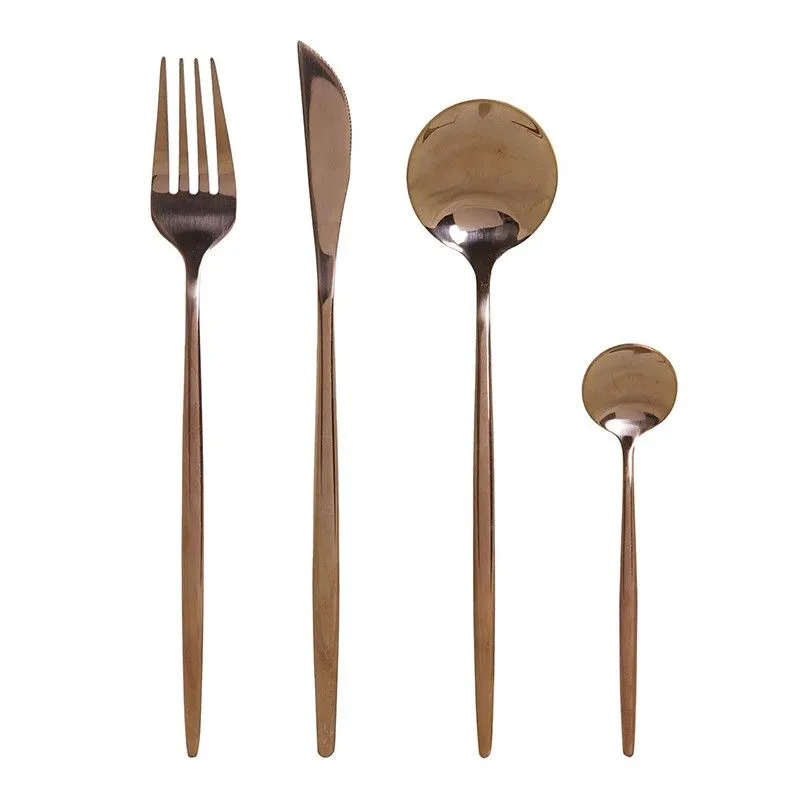 Coffret de 16 couverts en acier bronze, 30 x 26 x 32 cm | élégant