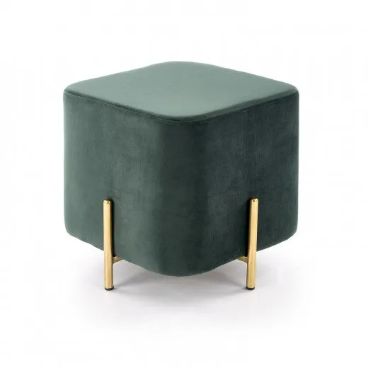 Tabouret rembourré avec tissu, avec pieds en métal Corno Vert Foncé / Or, l42xA42xH42 cm