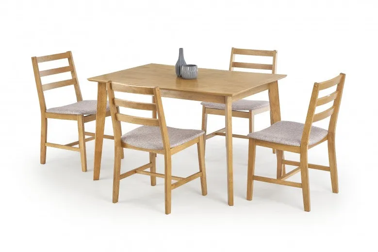 Ensemble table caoutchouc Cordoba Oak + 4 chaises Cordoba Oak, L120xl80xH75 cm