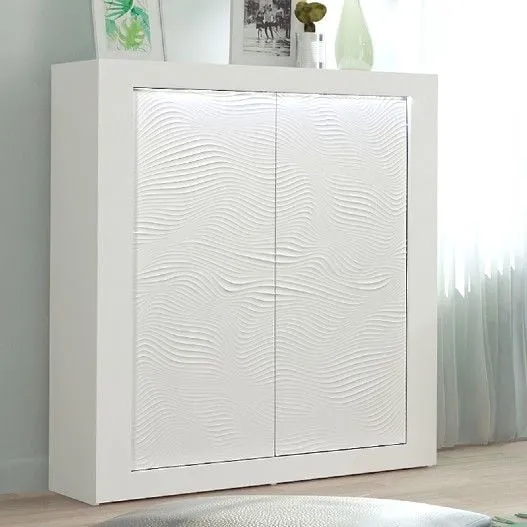 Vaisselier Kaia 121cm à 2 portes - blanc brillant