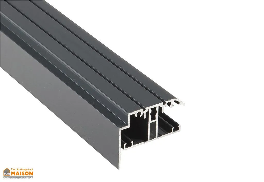 Profil T de rive + capot pour polycarbonate 16/32 mm - Gris 4 m