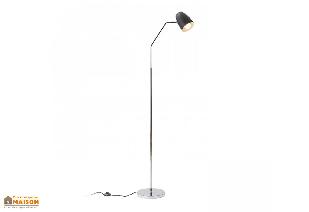 Lampadaire en Métal Pragma Noir et Chrome