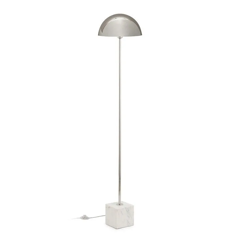 Lampadaire en marbre blanc et métal nickelé, 30x15x150 cm