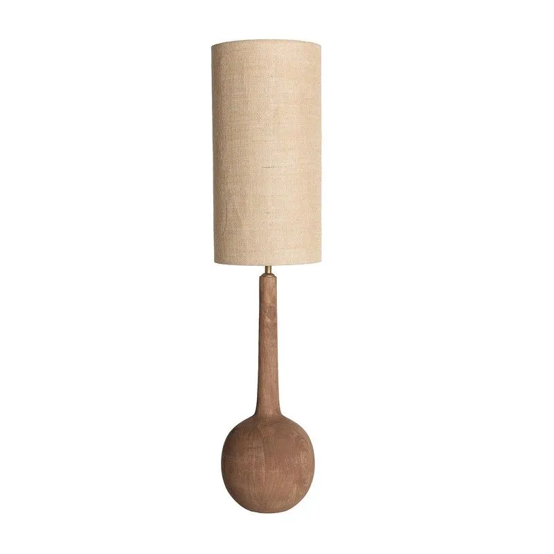Lampe de table en bois de manguier et jute naturel et marron clair, 25 x 25 x 110 cm | Fille