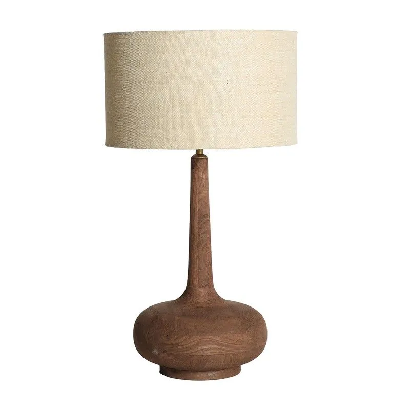 Lampe de table en bois de manguier et jute naturel et marron clair, 40 x 40 x 73 cm | Affolé