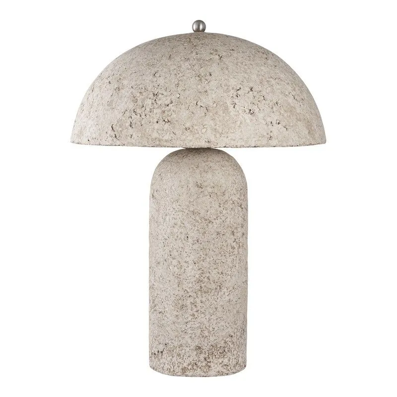 Lampe de table en papier mâché gris pierre, 36,5 x 36,5 x 49,5 cm | Astley