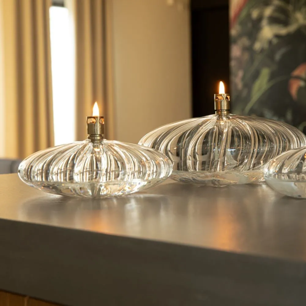 Lampe à huile galet strié - taille M- Peri Glass