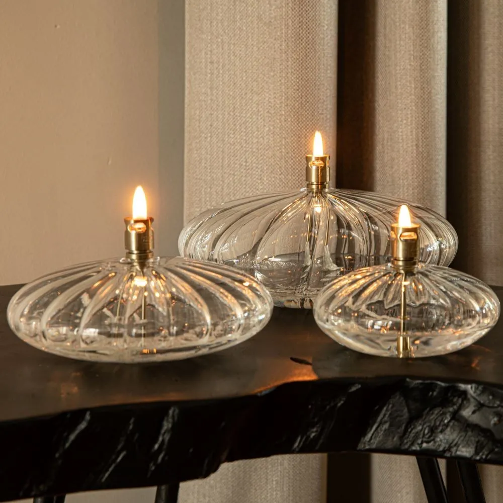 Lampe à huile galet strié - taille S - Peri Glass