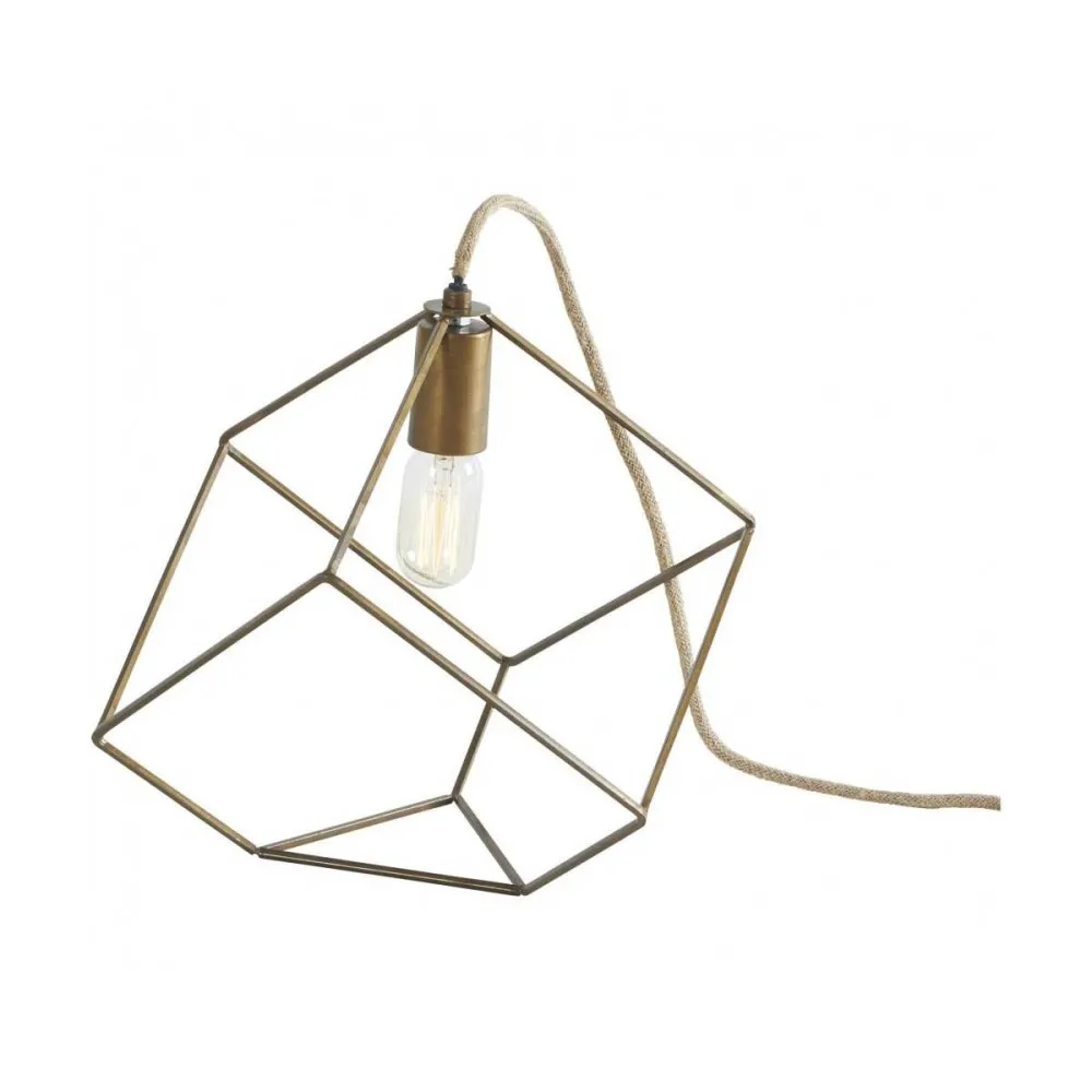 Lampe à poser Tara en métal doré et fil jute
