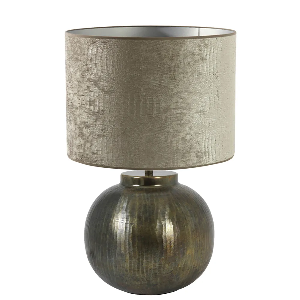 Lampe de table ronde classique avec abat-jour gris Light & Living Bolcho