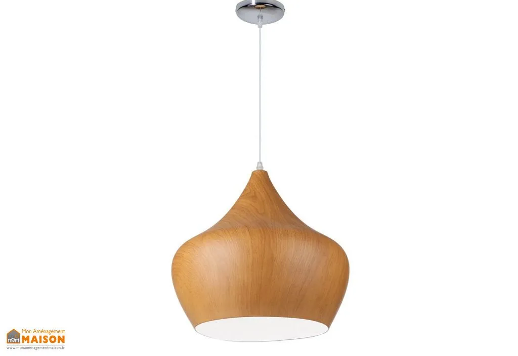 Lampe Suspension Design Imitation Bois Tipi Ø38 cm (2 Teintes)