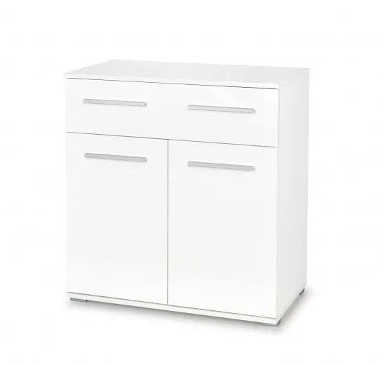 Commode en bois avec 1 tiroir et 2 portes Lima KM-1 Blanc, l77xA40xH82 cm