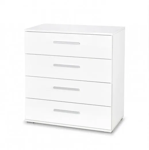 Commode en bois avec 4 tiroirs Lima KM-3 Blanc / Chêne Sonoma, l77xA40xH82 cm
