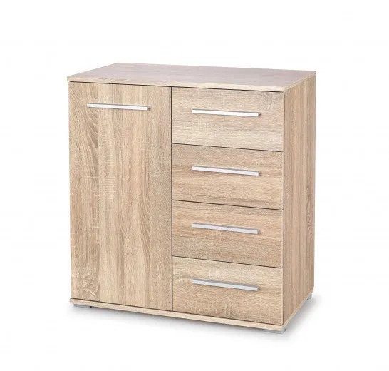 Commode avec 4 tiroirs et 1 porte Lima KM-2 Chêne Sonoma, l77xA40xH82 cm