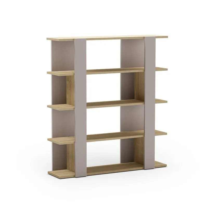 Bibliothèque en bois coloris chêne et moka, 110 x 29 x 122 cm | Naïla