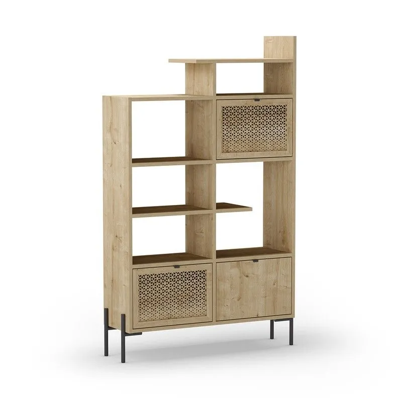 Bibliothèque en bois couleur chêne et métal, 99,4 x 29,5 x 160 cm | Inca