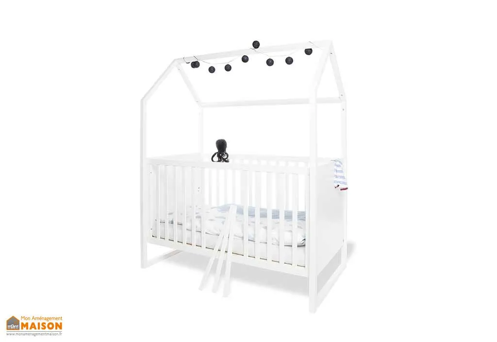 Lit évolutif en bois laqué blanc – Hilda