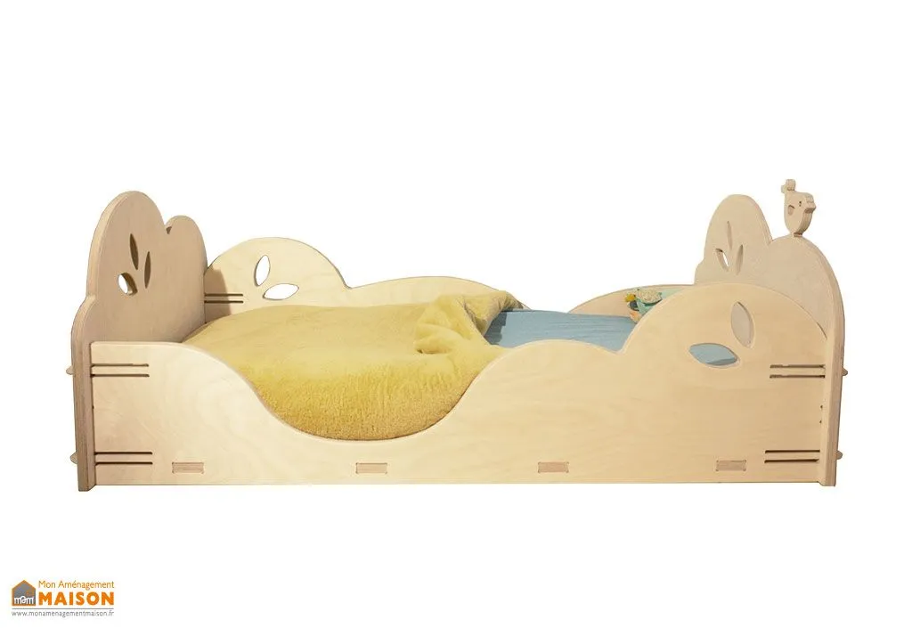 Lit Montessori en bois + sommier 60 x 120 cm