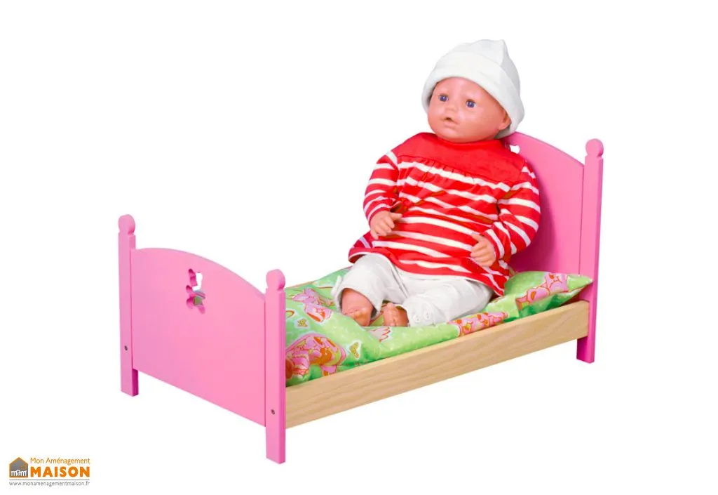 Lit pour Poupée en Bois de Bouleau et Pin 28 x 50 cm